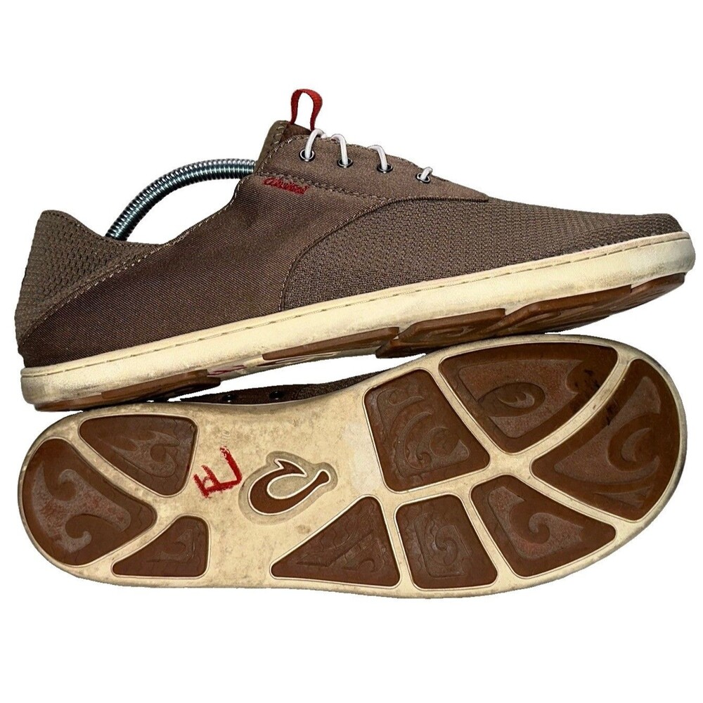 Men's Olukai Nohea Moku No Tie Boat Shoes Size 10.5 Brown